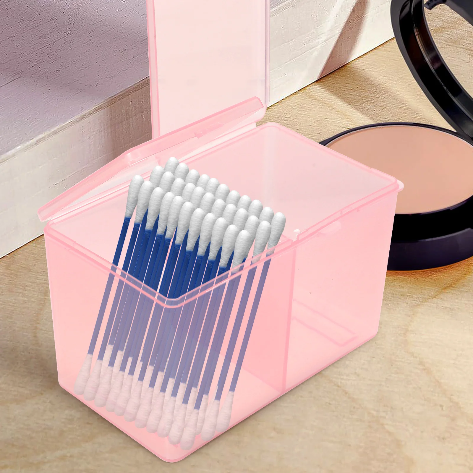 

2pcs Makeup Cotton Storage Box Cotton Swab Container Transparent Dustproof Storage Case For Women Suitable