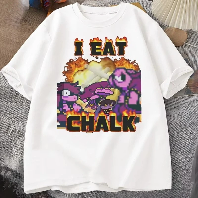 I Eat Chalk Deltarune Game T-shirt for Women Causal Funny Short Sleeve Round Neck Tshirt Streetwear Graphic T Shirts