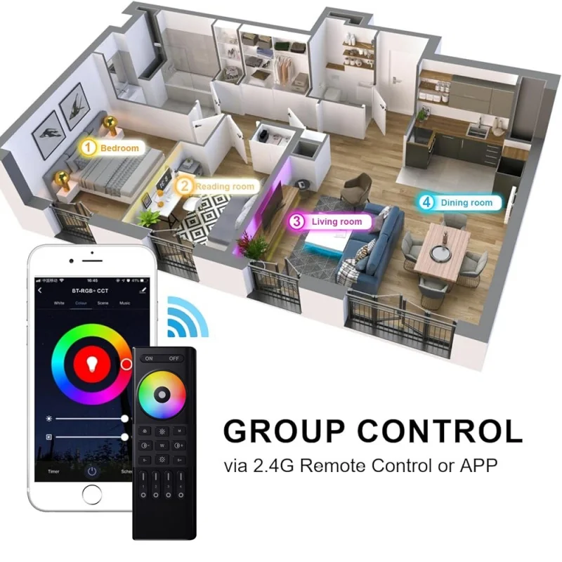 Imagem -04 - Controlador Led Wifi com Controle Remoto Smart Dimmer Única Cor Rgb Rgbw Rgbcct Dual White em Wb5 2.4g