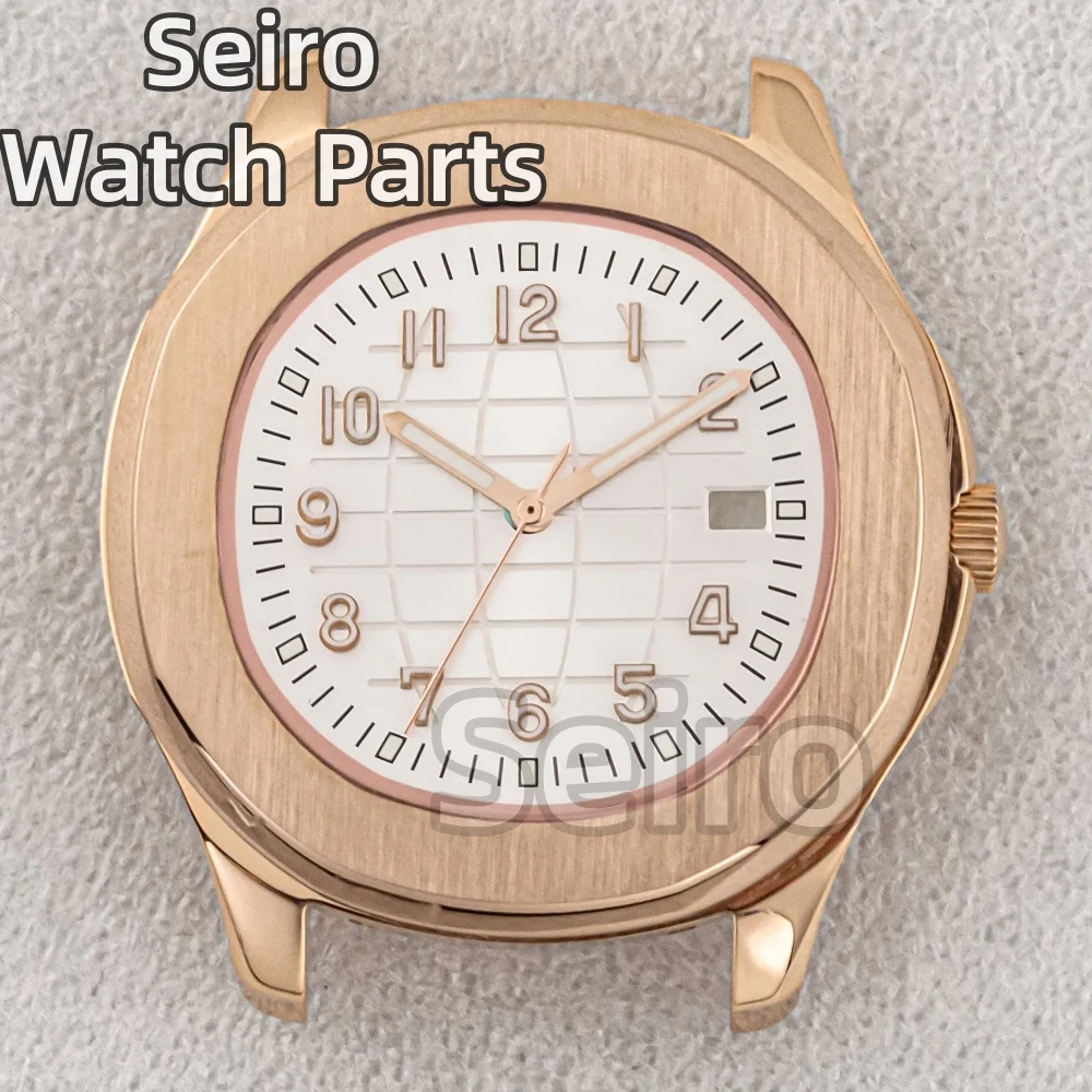 

Черный корпус часов из серебра и розового золота с циферблатом и резиновым ремешком, 42 мм, для мужчин, подходит для механизма AQUANAUT Nautilus NH35, NH36, NH38, водонепроницаемый