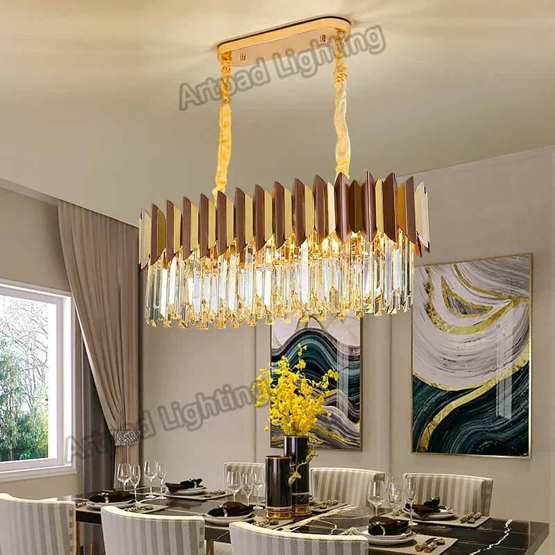 Modern Luxury Gold Crystal Chandelier Lighting Led Ceiling Pendant Light Fixture Living Room Hotel Hall Art Decor Hanging Lamp