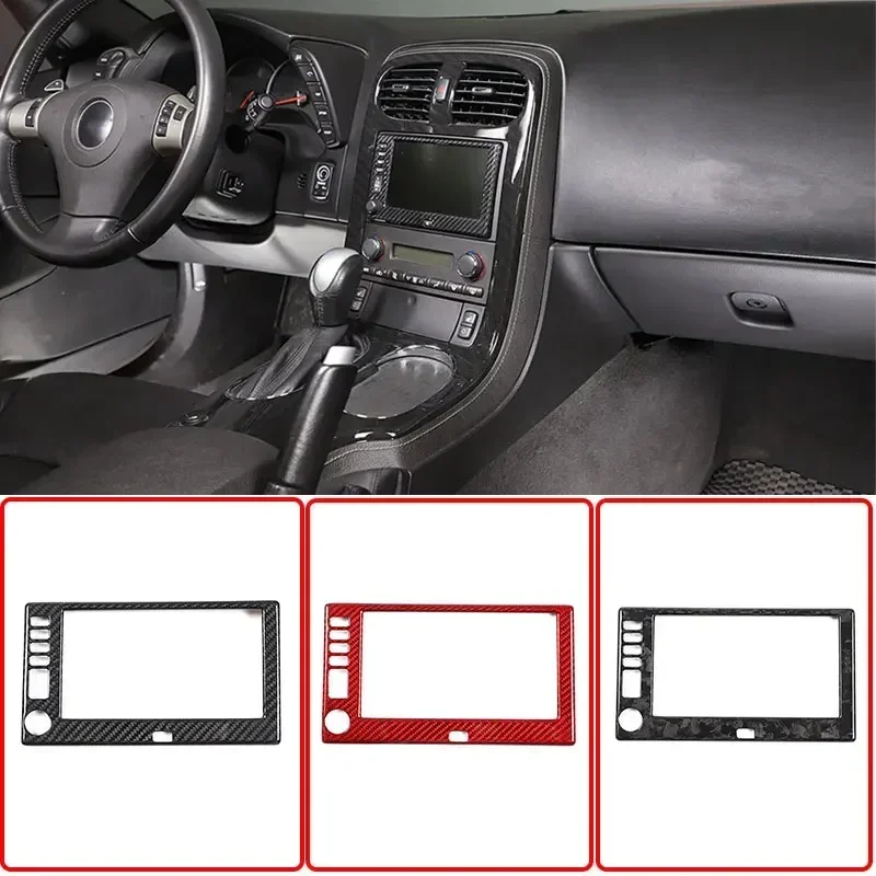 For Chevrolet Corvette C6 2005-2013 Real carbon fiber car styling car navigation screen decorative frame sticker car accessories