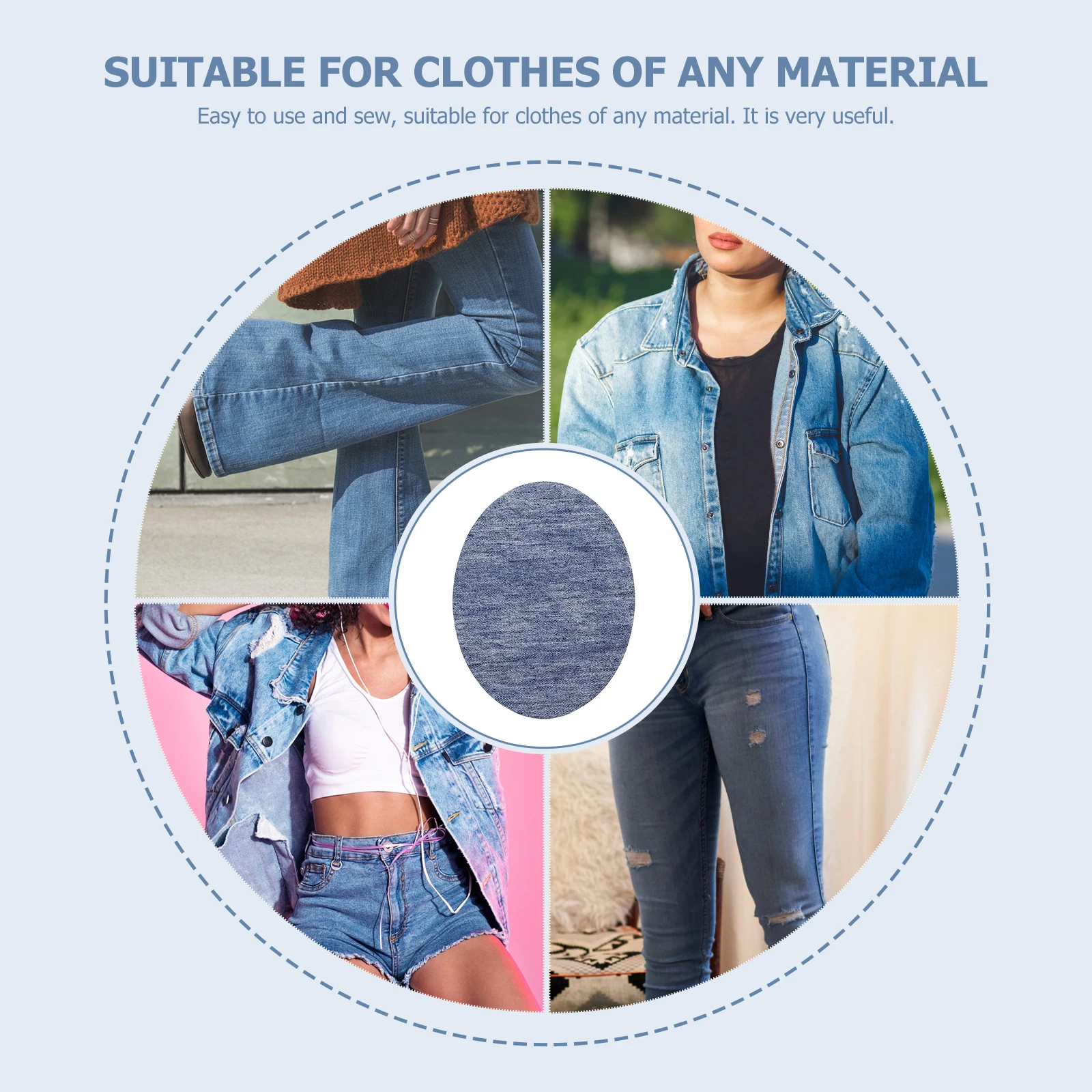 

Denim Patches for Jeans Repair Decor Blue Cowboy Embroidery Applique Trouser Iron On Adhesive Jean Patches Clothing Decor Sewing