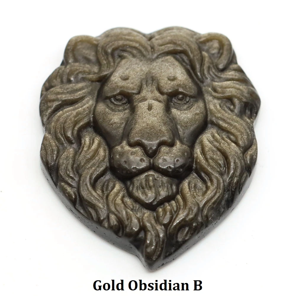 Naturstein Löwenkopf-Anhänger Labradorit Obsidian Tigerauge Geschnitzter Edelstein für Schmuckherstellung DIY Halsketten-Zubehör – Detail 8