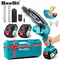 SEESII 6'' Cordless Mini Chainsaw 15.2cm Electric Saw Rechargeable Woodworking Garden Pruning Saw Tools for Makita 18V Battery ﻿