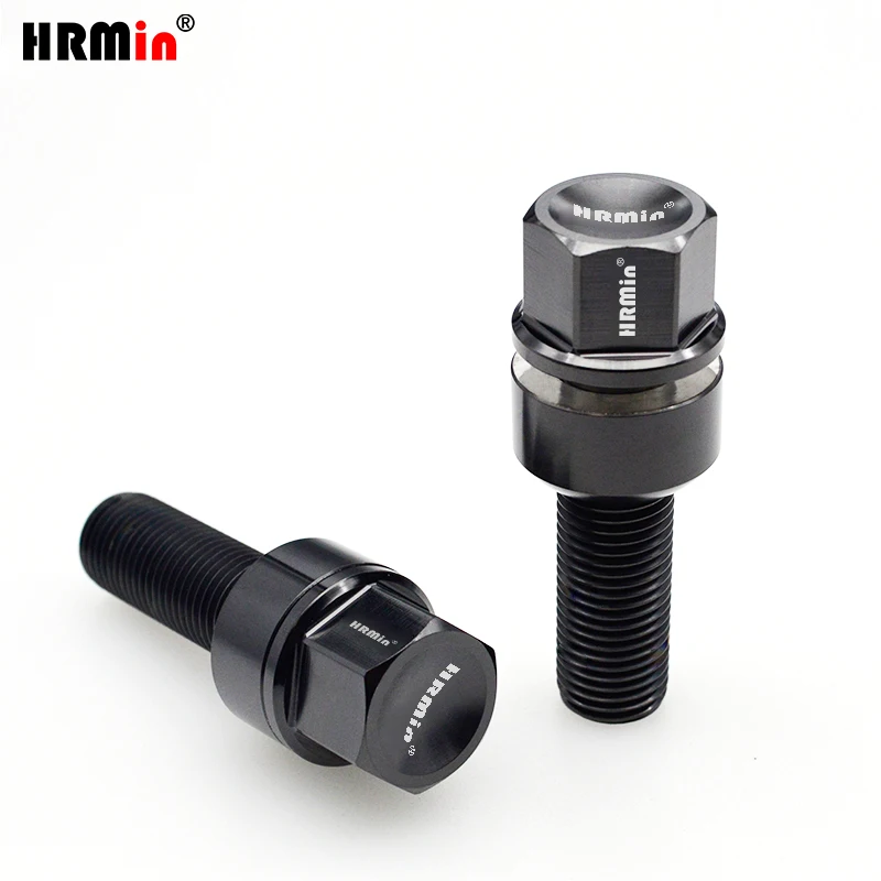 HRMin Factory high quality 19 Hex Gr5 titanium ball seat free washer wheel Rim bolt titanium bolt M14x1.5 mm for Porsche Bentley