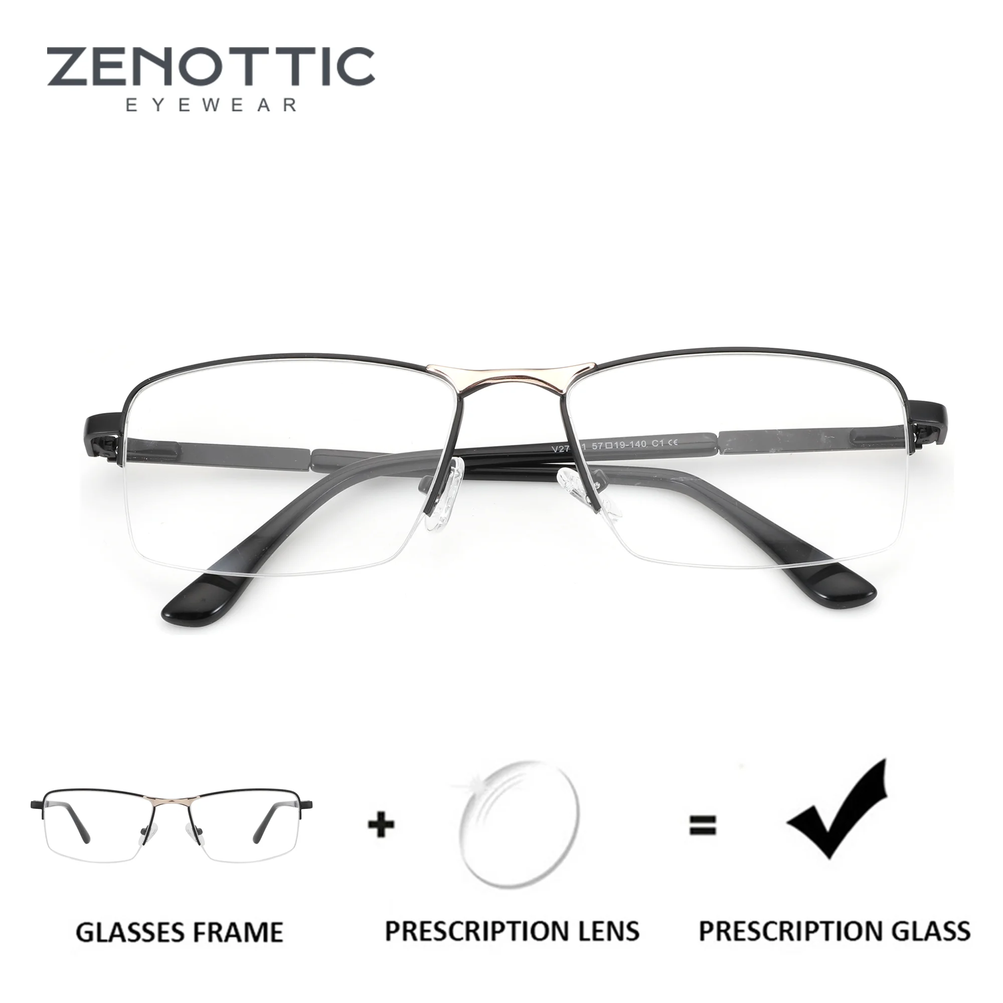 

ZENOTTIC (размер XL), прямоугольные очки в полуоправе, мужские оптические очки для металла, фотохромные с защитой от синего света