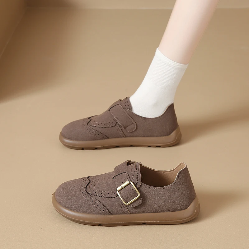 

Женская обувь. Новинка 2025, осенняя обувь Boken на толстой подошве «все включено» Универсальная, модная, ретро и удобная в носке обувь Le Fu.