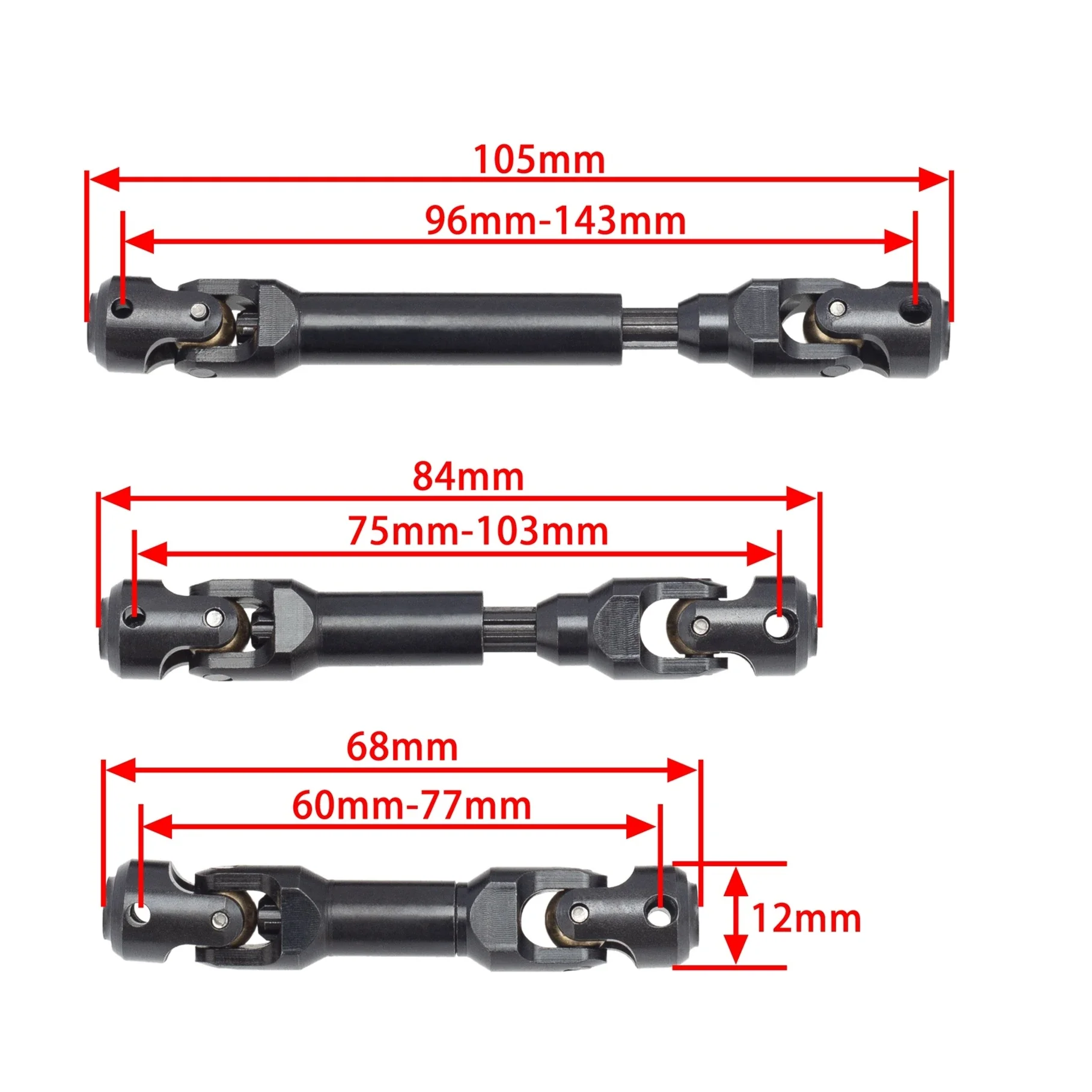 3Pcs Metal Drive Shaft CVD Driveshaft for Traxxas TRX6 TRX-6 G63 6X6 1/10 RC Crawler Car Upgrade Parts