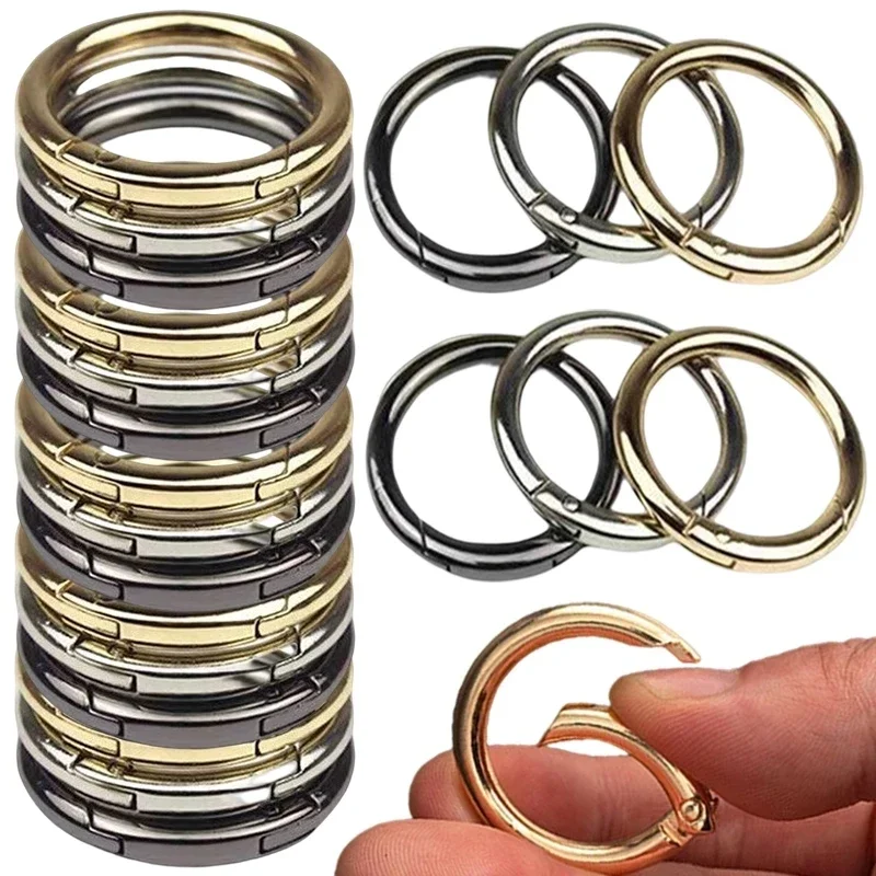 10Pcs Metal O Ring Spring Clasps Openable Round Carabiner Keychain Bag Clips Hook Dog Chain Buckles Connector for DIY Jewelry