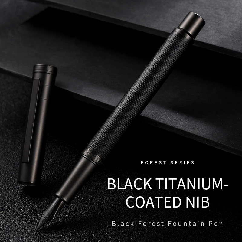 LT Hongdian Titanium Black Forest Pen Calligraphy Student Business Office Women Boxed 1850 Gift Ink Pen