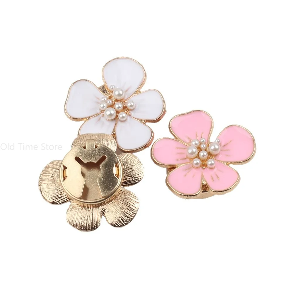 Couvre-boutons Perles En Forme De Fleur (camélia) - 2 Pièces, Clips Amovibles Pour Chemise, Robe - Décoration Réutilisable - 8
