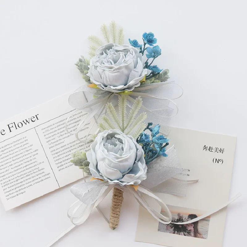 Simulation de fleurs pour mariage, fleurs à main, bleu, réunion d'affaires, ouverture des invités, fournitures de mariage, 2414