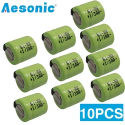 10PCS 1.2V 500mAh 1/3AA NI-MH Rechargeable Battery 1/3 AA Nimh with Welding Tabs for Solar Light Electric Toys Lawn Lamp