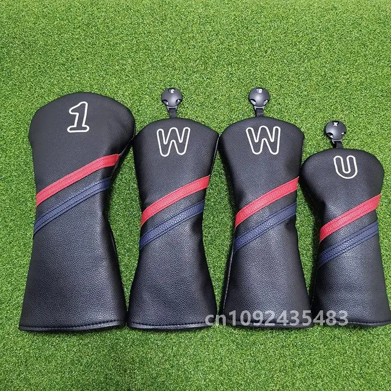 Simple atmosphere Golf Woods Headcovers Golf Covers For Driver Fairway Woods Clubs Set Heads PU Leather Unisex