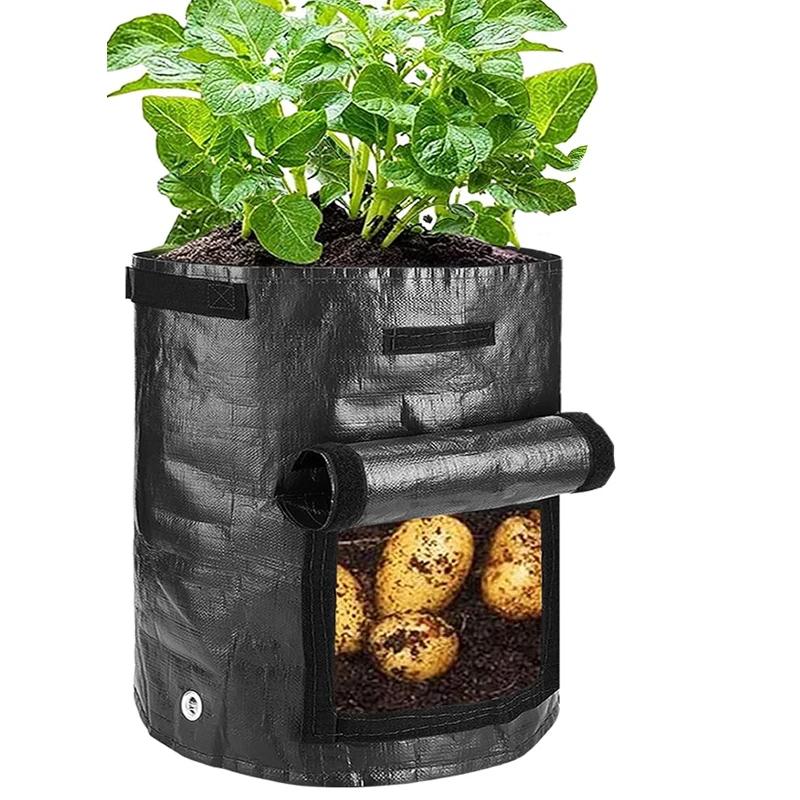 1PC Garden Potato Grow Bag PE Fabrics Gardening Thicken Pot Vegetables Planter Tub with Handles and Access Flap