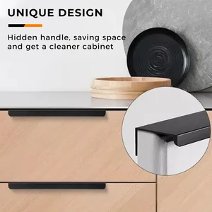 Hidden Furniture Handles Black Black Silver Kitchen Closet Pulling wardrobe not drilled handles for cabinets and drawers Main Main Sales Holder Cabinet - №5