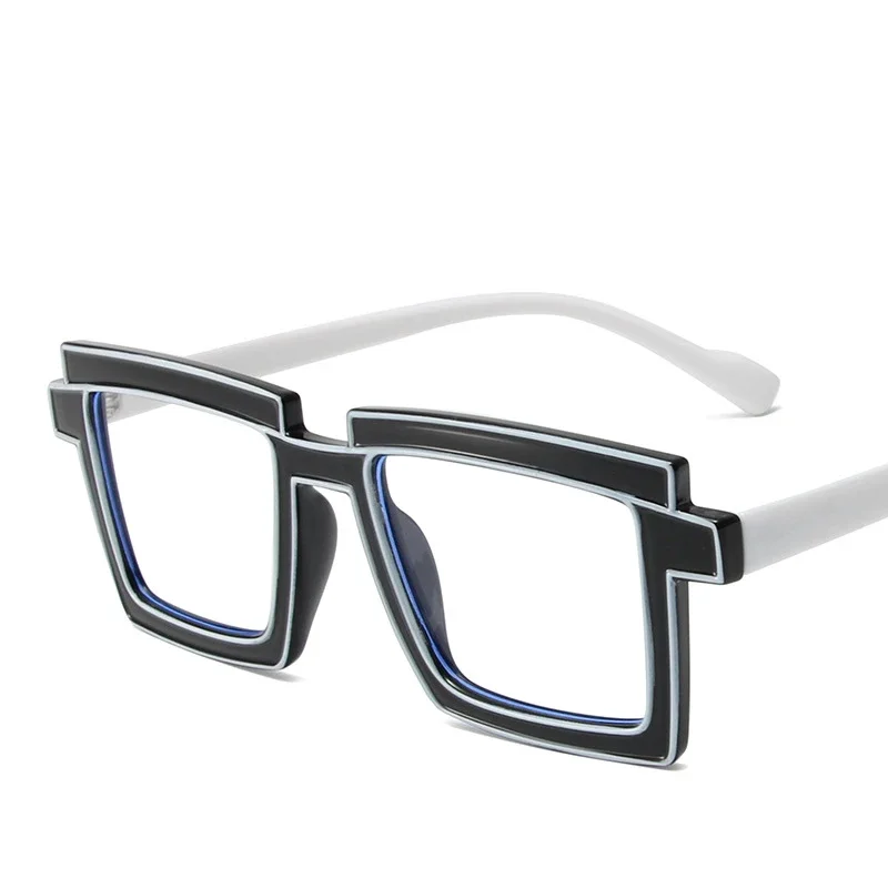 56791 Mode Cartoon Streifen Optische Brillengestell für Frauen Quadratische Nähte Farbe Anti Blau Computer Brille