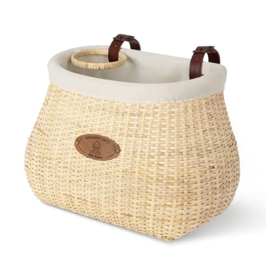

Bike Basket Front with Cup Holder for Women and Men, Rattan Wicker Bike Baskets for Adult Bikes, Basket for Bikes with Liner, B