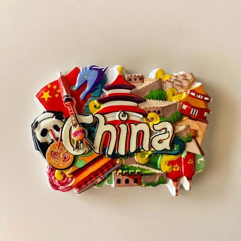 

China Travel Souvenir Refrigerator Magnet Forbidden City Panda Unique 3D Resin Magnetic Sticker Gift Favor