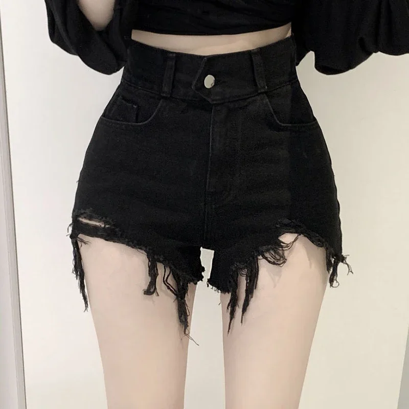 Pantaloncini di Jeans Sexy alla moda a vita alta da donna taglie forti 2023 pantaloncini di Jeans strappati Vintage pantaloncini Streetwear Chic estivi femminili ragazze