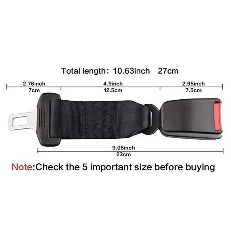 Universal Car Safety Belt 23CM Seat Belt Extension Plug Buckle Seatbelt Clip Adjustable Extender Child Universal Lengthening