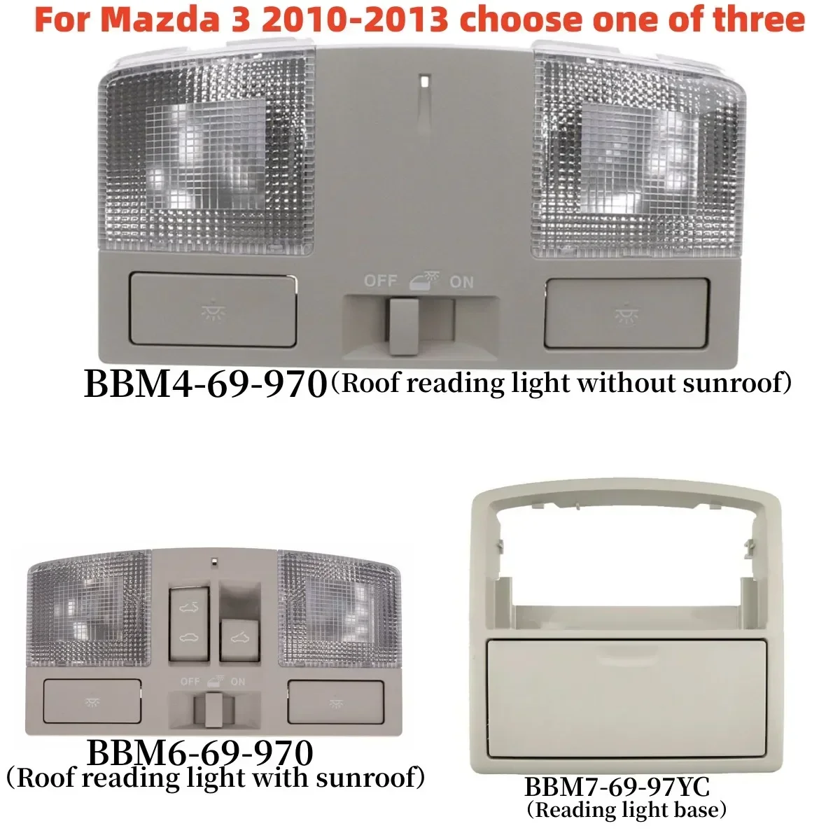 

1pcs Car Overhead Console Map Lamp Light For Mazda 3 2010-2013 BBM4-69-970/BBM6-69-970/BBM7-69-97YC Roof Reading Light Base