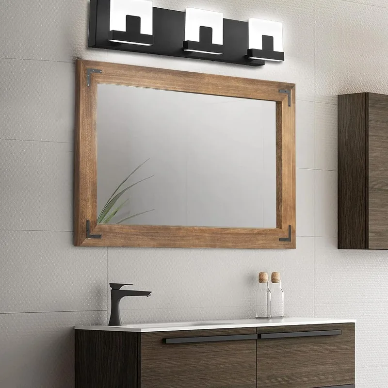 Natural Wood Bathroom Vanity Mirror for Farmhouse Decor, Vertical or Horizontal Hanging, 60