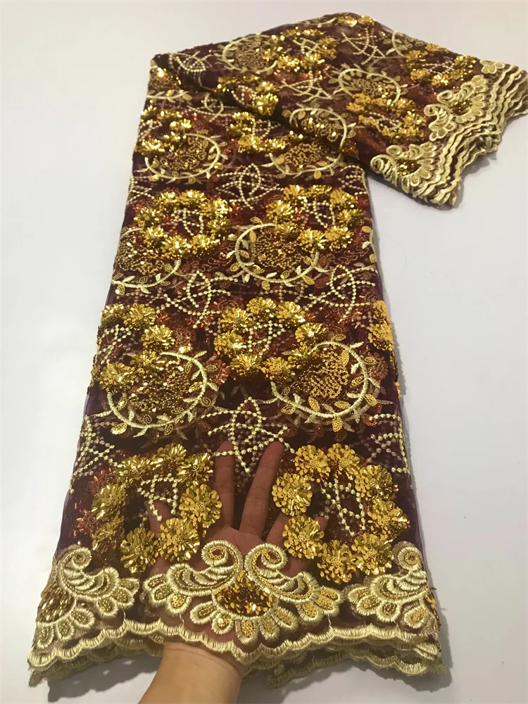 Tecido De Renda De Tule Francês De Ouro, Bordado Líquido, Lantejoulas Africanas, Vestidos De Festa De Mulheres, Alta Qualidade, JL18, 5 Jardas, 2023