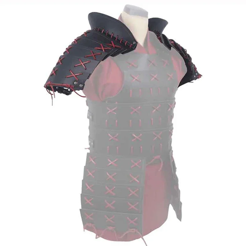 Medieval Ninja Samurai Shoulder Guard Armor Pads Viking Knight Cosplay Costume Steampunk PU Pauldrons Cover Cape Party Accessory