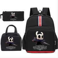 3 unids/set juego Hollow Knight mochila para niña niño estudiante con bolsa de almuerzo niños mochila escolar Casual mochila de Anime