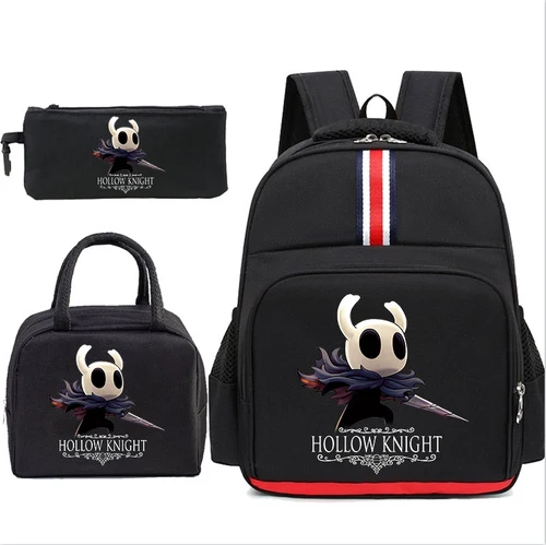 3 unids/set juego Hollow Knight mochila para niña niño estudiante con bolsa de almuerzo niños mochila escolar Casual mochila de Anime