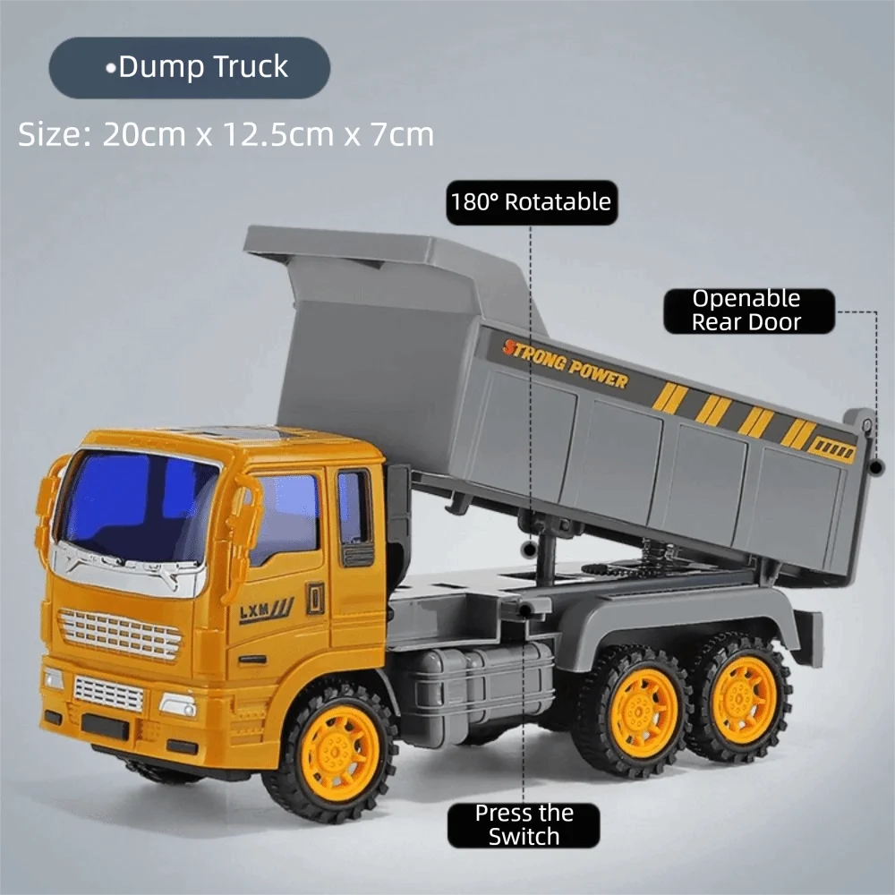 Modello di camion dei pompieri da costruzione in plastica per camion con cassone ribaltabile scorrevole in in inerzia per auto da tirare indietro in materiale in lega