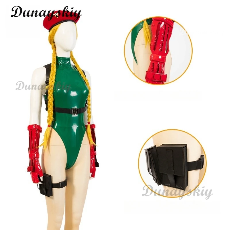 

Game Street Fighter Cosplay Cammy Green Top Cosplay Jumpsuits Hat Bodysuit Sexy Halloween Christmas Carnival Customized