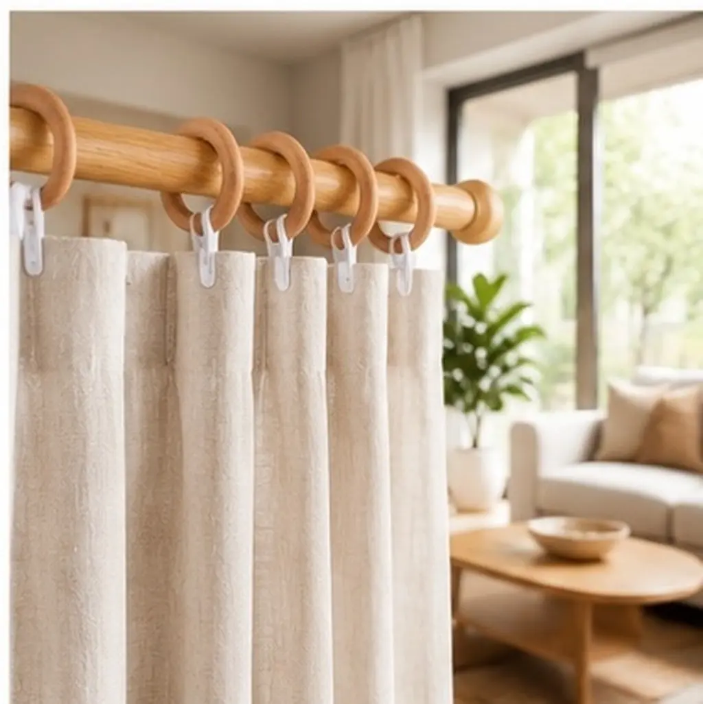3Pcs Wooden Curtain Rings Solid Wood Hanging Connectors Circles for Roman Rod Curtain Ring Decor Household Rod Rings