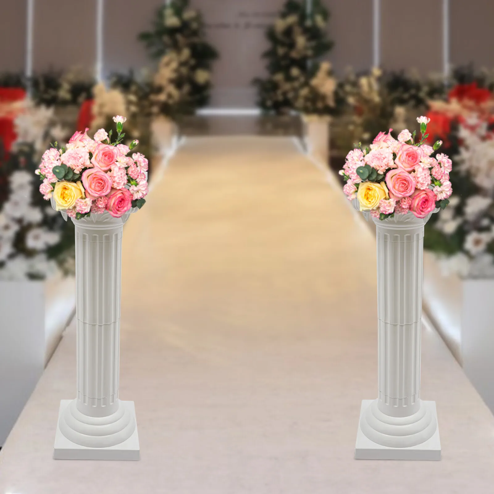 

2Pcs Columnar Plastic Event Decorative Column Roman Pillars Column Wedding Landscaping