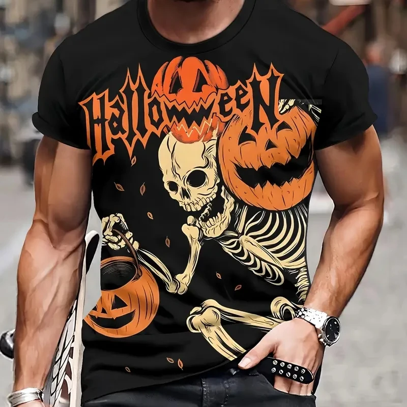 

Halloween T-Shirt For Men Horror Pumpkin 3d Print Short Sleeve Tops Festival Casual Tees Men Clothing Oversized T-Shirt Pullover