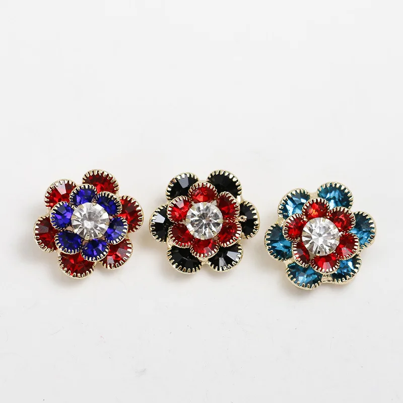 10Pcs/lot 24mm Colorful diamond studded metal buttons mink coat decorative suit evening dress buttons N994