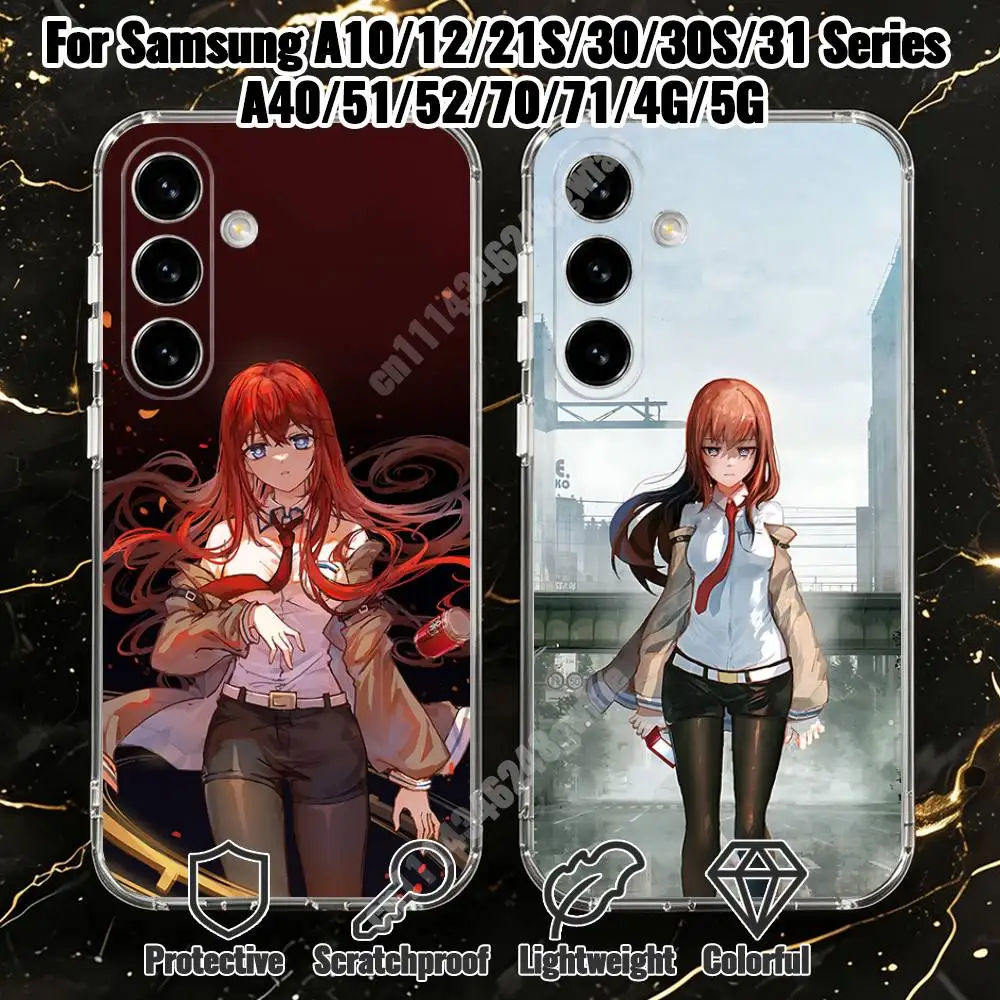 M-Makise Kurisu S-Steins Gate Phone Case for Samsung Galaxy A71 70 52 51 A40 31 30 A21S 12 10 Transparent Protector