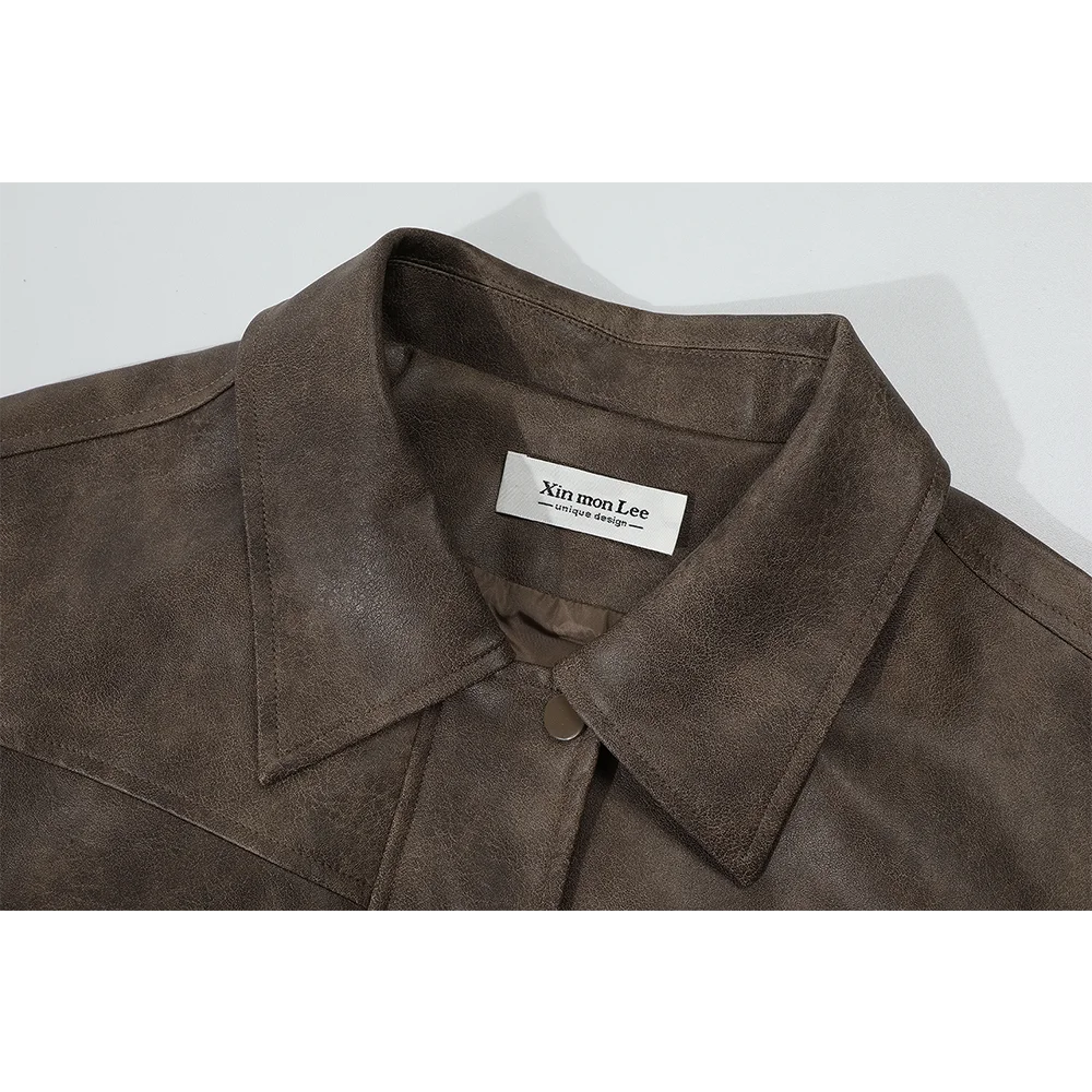 

Retro Women's PU Leather Jaet Coffee Color Motorcycle Sle Slimming Coat Fall Winter New Arrival Comfortable Biker Vest