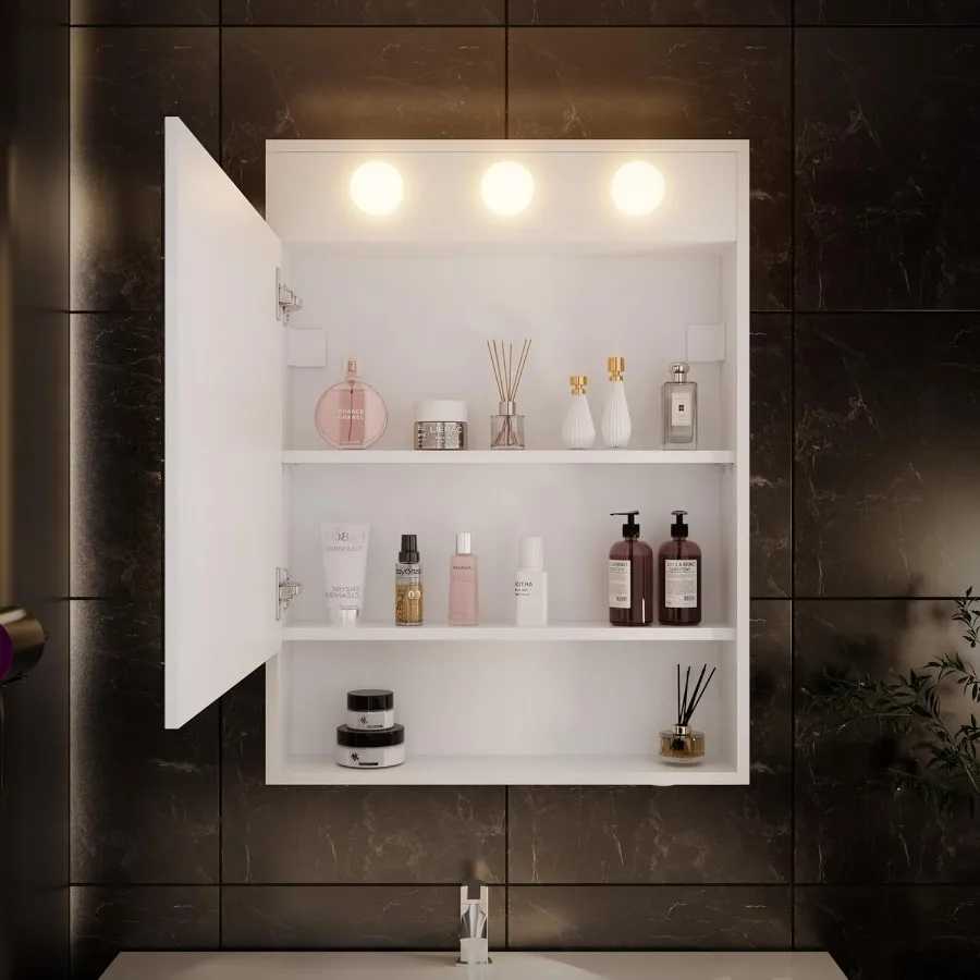 32x24 بوصة LED خزانة الطب مضاءة مرآة حمام ستبليس عكس الضوء 3000K 5500K درجة حرارة اللون الحائط ماكياج مير #5