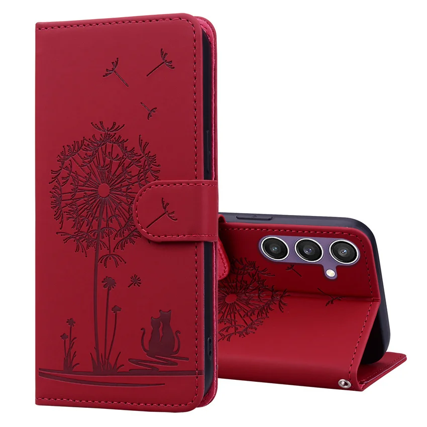 Capa de couro Dandelion Flip para Samsung Galaxy, A50, A70, A51, A71, A21S, A31, A12, A22, A32, A52, A13, A23, A33, A53, A73, A14, a34, A54, A24, 5G