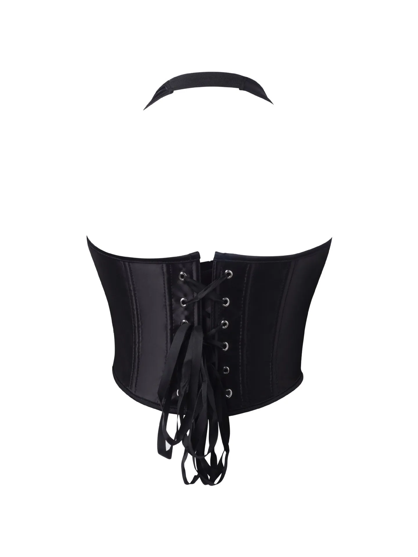 Top corsé de cuero sintético con cuello halter para mujer, con hebilla frontal, cordones en la espalda y diseño que estiliza la cintura. Bustier sexy para uso diario o en fiestas.