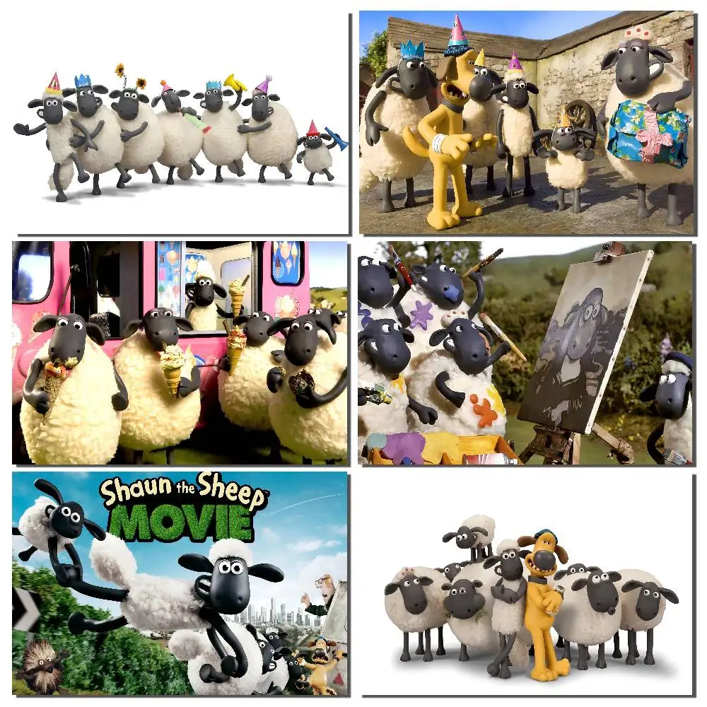 Fondo fotográfico de la película S-Shaun-Sheeped, decoración personalizable para fiesta de cumpleaños, fondo fotográfico para niños, regalos