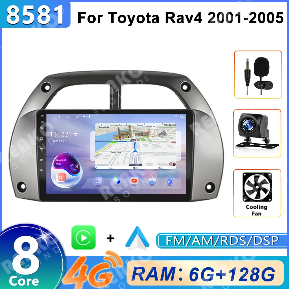 REAKO Android 2Din Car Radio Multimedia Video Player Navigation GPS For Toyota RAV4 Rav 4 2001-2006 Carplay 6+128G Head Unit