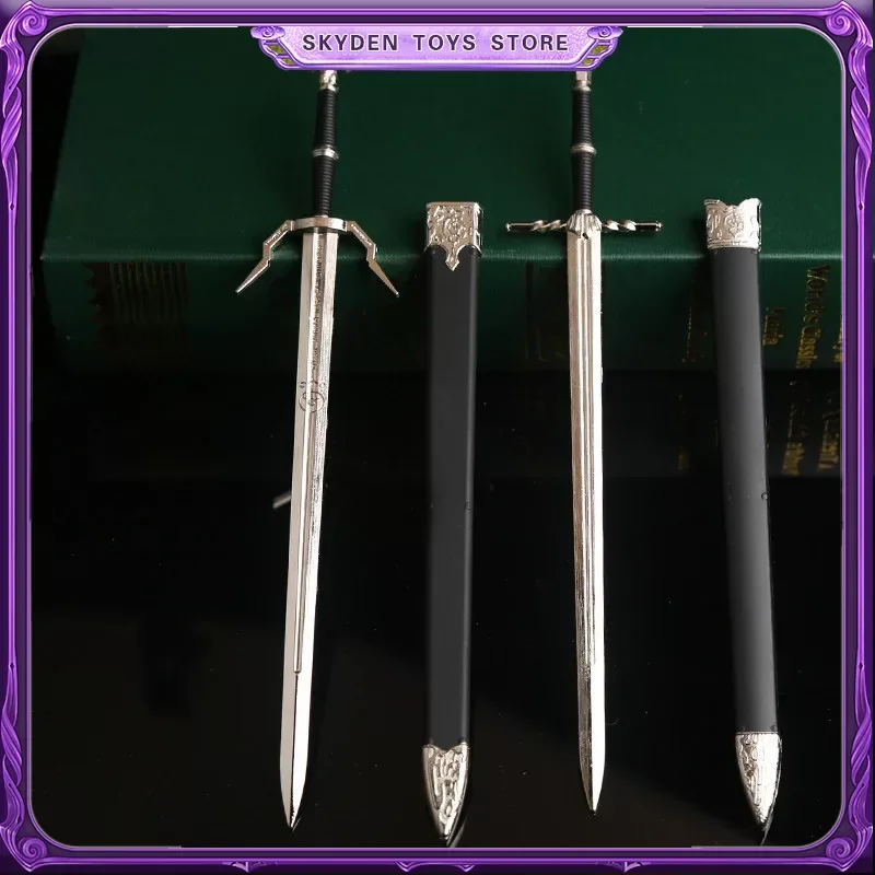 Wild Hunt Game Weapon Geralt Aerondight Steel Sword 22cm Game Peripheral Medieval Metal Weapon Model Andrzej Gifts Toys for Kids