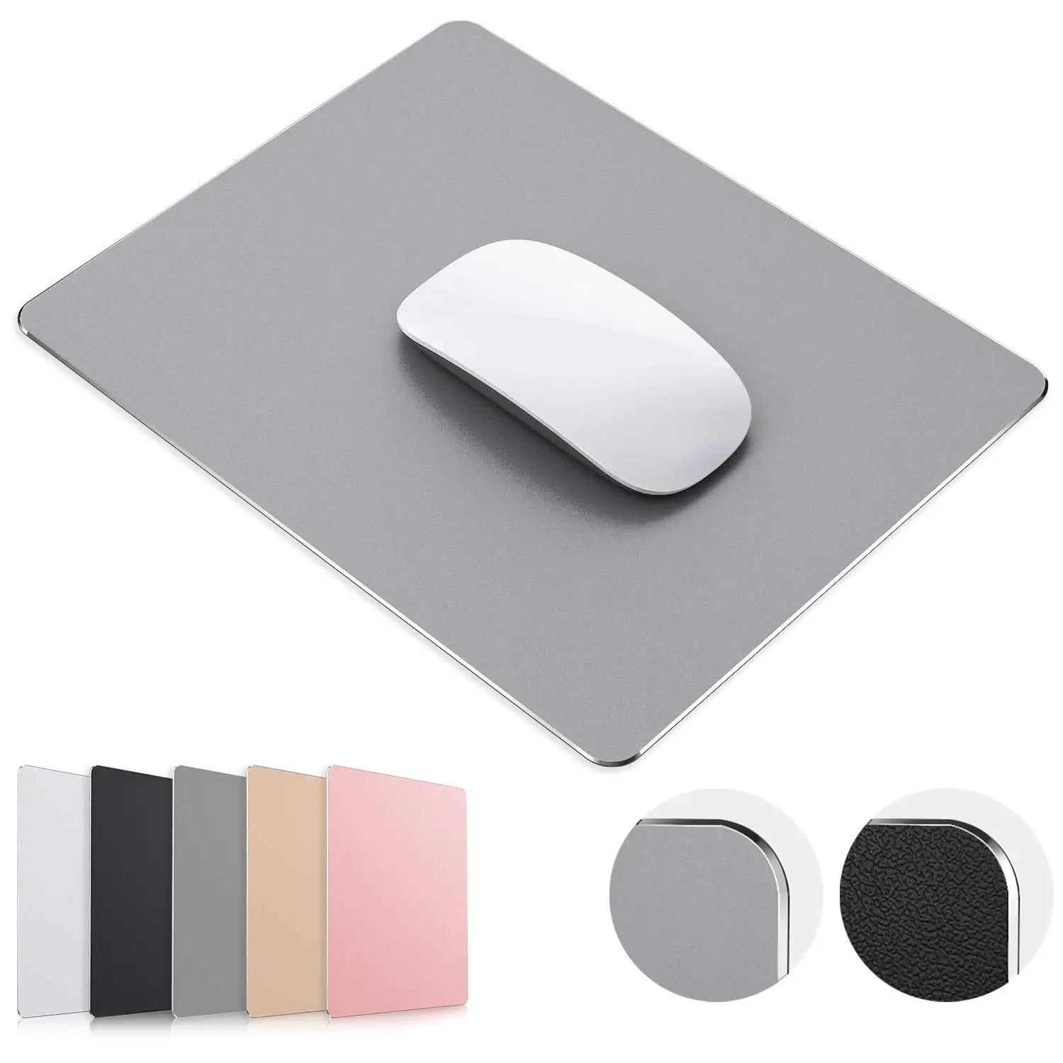 Metal Aluminum Mouse pad Mat Hard Smooth Magic Thin Mousead Double Side Waterproof Fast and Accurate Control for Office Home