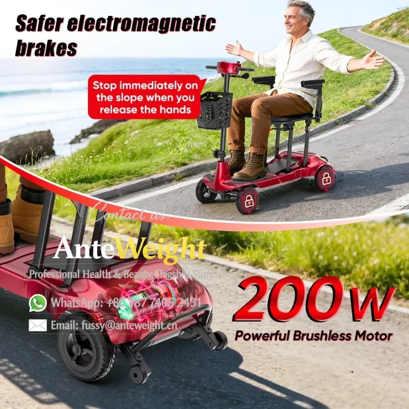 Safe Mobility Scooter for Seniors with Auto E-Brake Prevents Rollback, Ideal for Seniors with Slow Reflexes or Vision Challenges