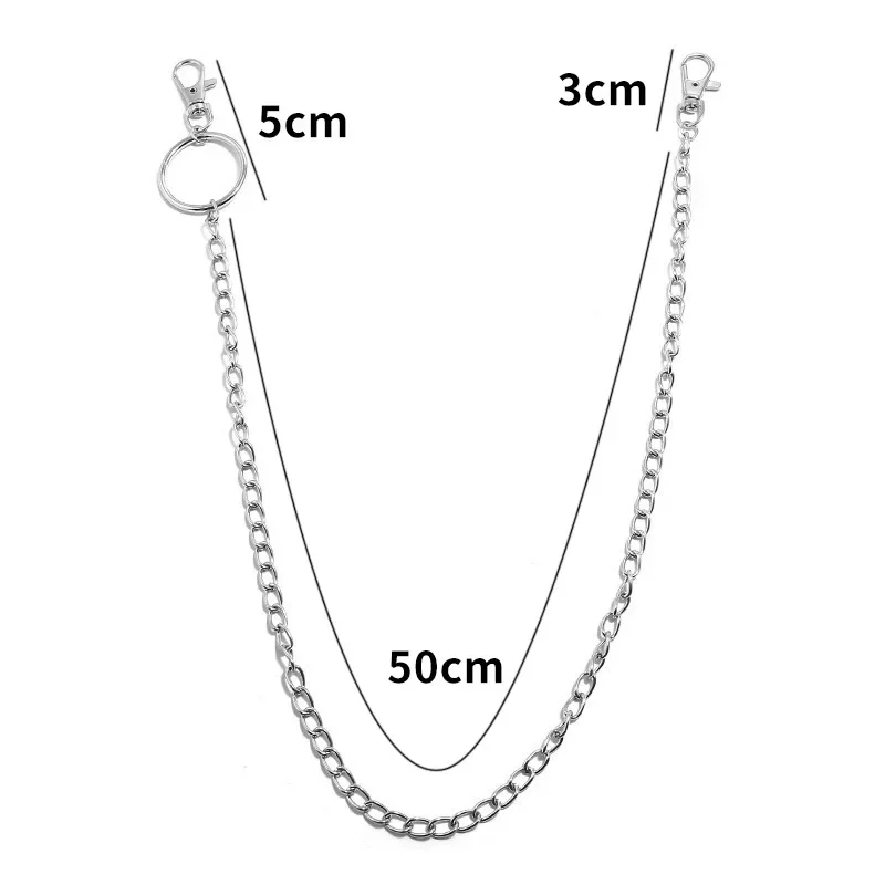 1/2/3 Size Metal Belt Chain HipHop Rock Punk Hook Trousers Pant Waist Link Metal Wallet Chain Keychain Ring Clip Keyring Jewelry image 5