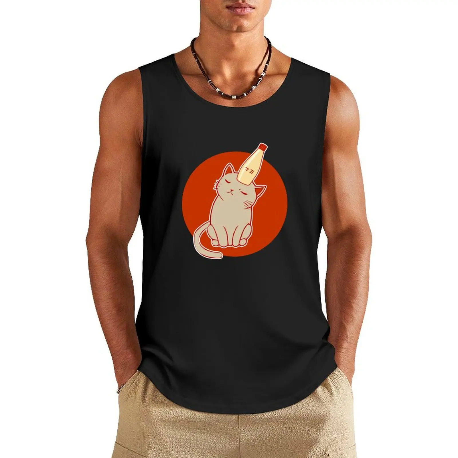 

Japanese Cat and Mayo - Mayonnaise and Cat Lover Tank Top basketball clothing gym clothes men